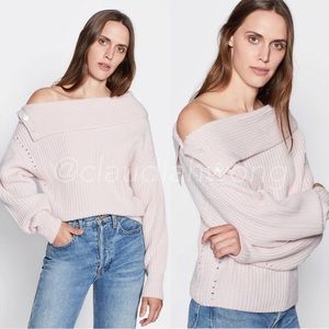 EQUIPMENT Ruth Cashmere Wool Off Shoulder Sweater in Charm Pink